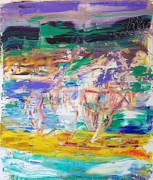 Sebastian Hosu: purple mountain III, 2017, Öl auf Leinwand, 200 x 170 cm

